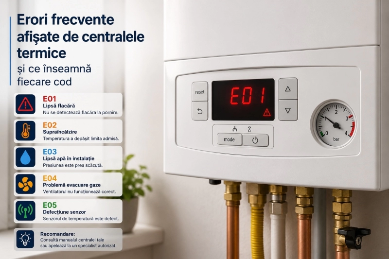 Coduri de eroare la centrala termică: cauze, verificări și când chemi service-ul