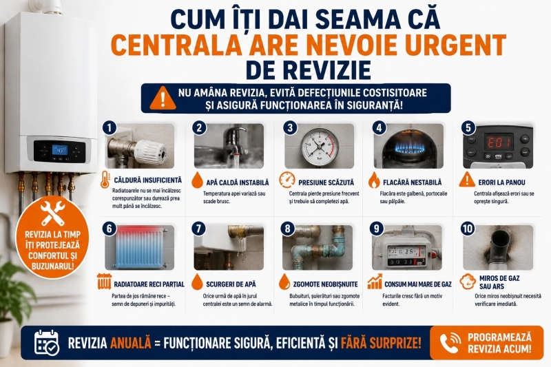 Cum iti dai seama ca centrala are nevoie urgent de revizie – 7 semne de alerta pe care nu trebuie sa le ignori